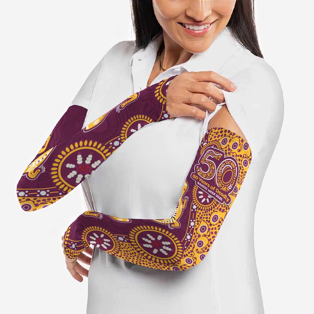 Brisbane Broncos NAIDOC Week 2026 Arm Sleeves Aboriginal Lizard Dot Painting - 50 Years of Deadly