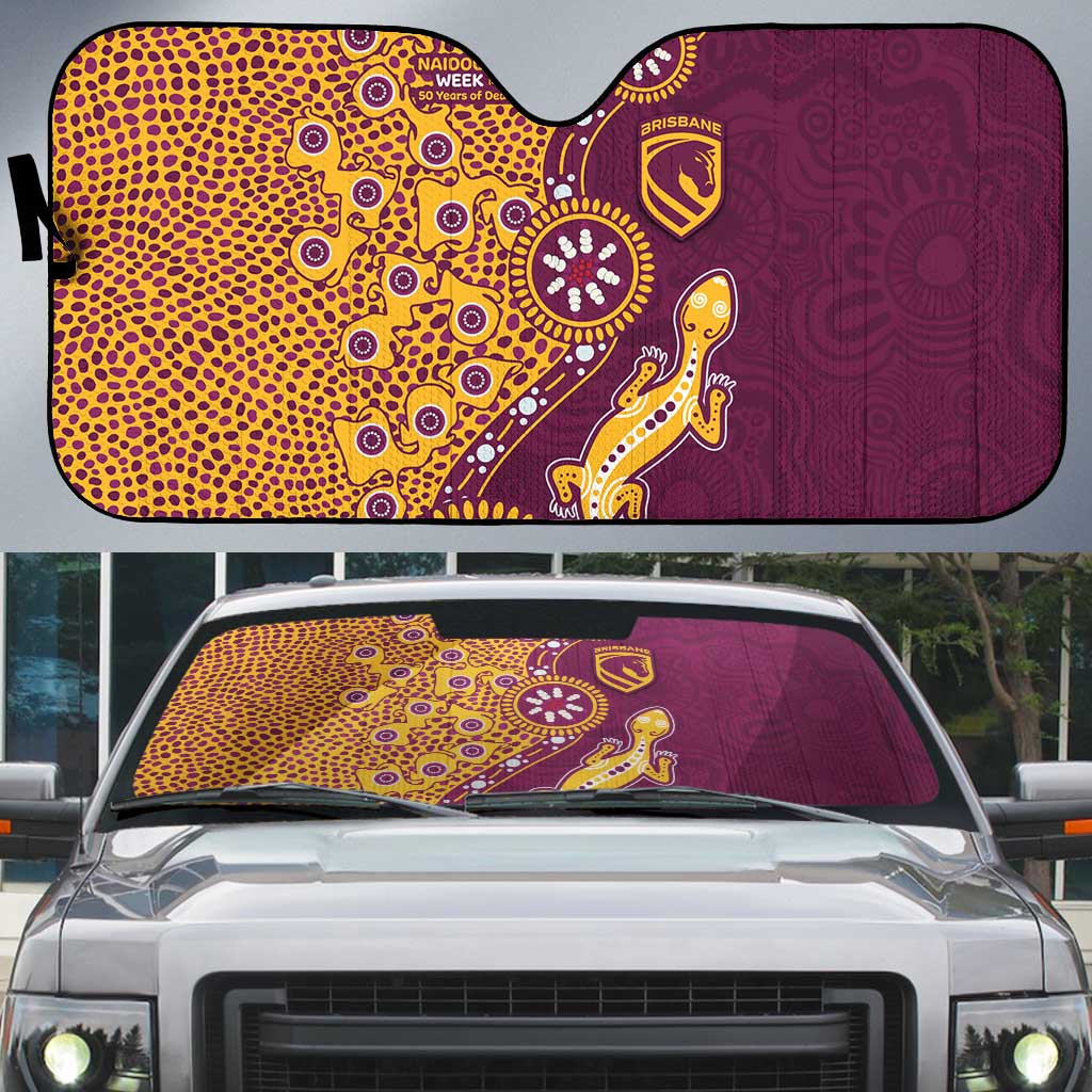 Brisbane Broncos NAIDOC Week 2026 Auto Sun Shade Aboriginal Lizard Dot Painting - 50 Years of Deadly