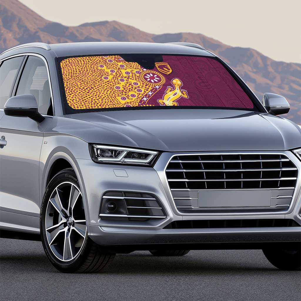 Brisbane Broncos NAIDOC Week 2026 Auto Sun Shade Aboriginal Lizard Dot Painting - 50 Years of Deadly