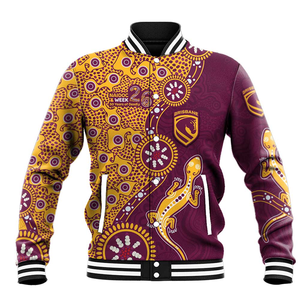 Brisbane Broncos NAIDOC Week 2026 Baseball Jacket Aboriginal Lizard Dot Painting - 50 Years of Deadly