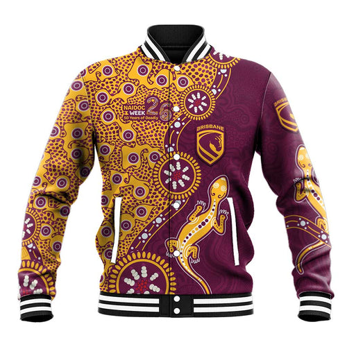 Brisbane Broncos NAIDOC Week 2026 Baseball Jacket Aboriginal Lizard Dot Painting - 50 Years of Deadly