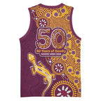 Brisbane Broncos NAIDOC Week 2026 Basketball Jersey Aboriginal Lizard Dot Painting - 50 Years of Deadly