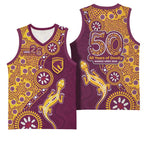 Brisbane Broncos NAIDOC Week 2026 Basketball Jersey Aboriginal Lizard Dot Painting - 50 Years of Deadly