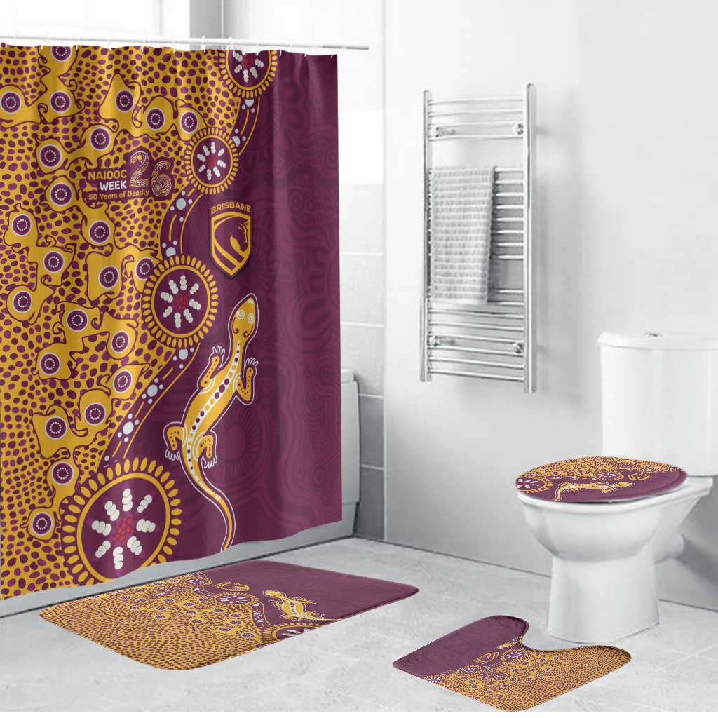 Brisbane Broncos NAIDOC Week 2026 Bathroom Set Aboriginal Lizard Dot Painting - 50 Years of Deadly