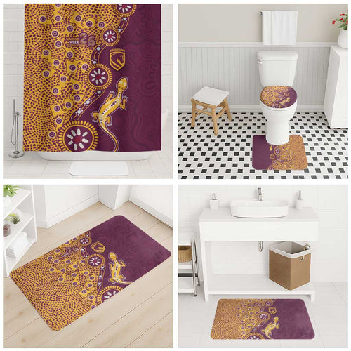 Brisbane Broncos NAIDOC Week 2026 Bathroom Set Aboriginal Lizard Dot Painting - 50 Years of Deadly