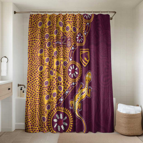 Brisbane Broncos NAIDOC Week 2026 Bathroom Set Aboriginal Lizard Dot Painting - 50 Years of Deadly