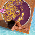 Brisbane Broncos NAIDOC Week 2026 Beach Blanket Aboriginal Lizard Dot Painting - 50 Years of Deadly