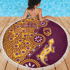 Brisbane Broncos NAIDOC Week 2026 Beach Blanket Aboriginal Lizard Dot Painting - 50 Years of Deadly