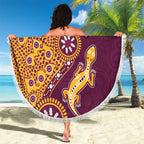 Brisbane Broncos NAIDOC Week 2026 Beach Blanket Aboriginal Lizard Dot Painting - 50 Years of Deadly