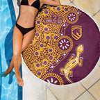 Brisbane Broncos NAIDOC Week 2026 Beach Blanket Aboriginal Lizard Dot Painting - 50 Years of Deadly