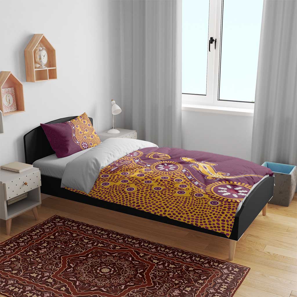 Brisbane Broncos NAIDOC Week 2026 Bedding Set Aboriginal Lizard Dot Painting - 50 Years of Deadly