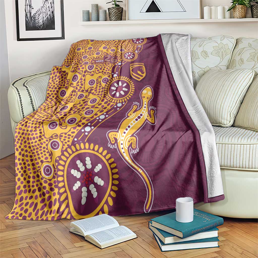 Brisbane Broncos NAIDOC Week 2026 Blanket Aboriginal Lizard Dot Painting - 50 Years of Deadly