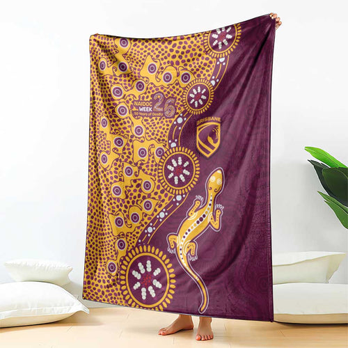 Brisbane Broncos NAIDOC Week 2026 Blanket Aboriginal Lizard Dot Painting - 50 Years of Deadly