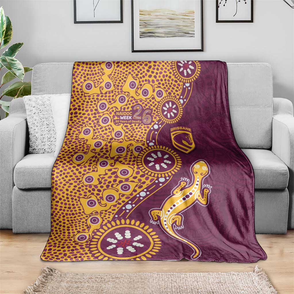 Brisbane Broncos NAIDOC Week 2026 Blanket Aboriginal Lizard Dot Painting - 50 Years of Deadly