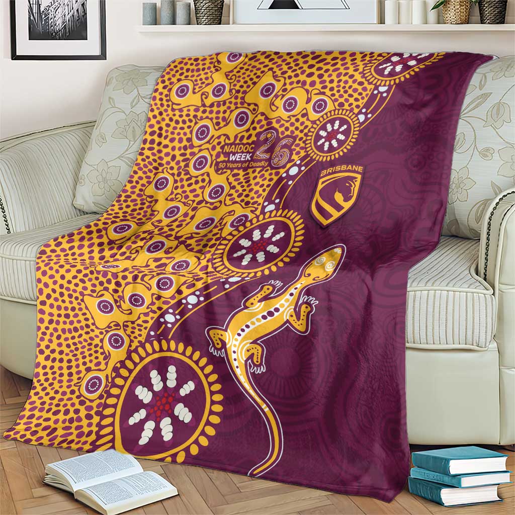 Brisbane Broncos NAIDOC Week 2026 Blanket Aboriginal Lizard Dot Painting - 50 Years of Deadly