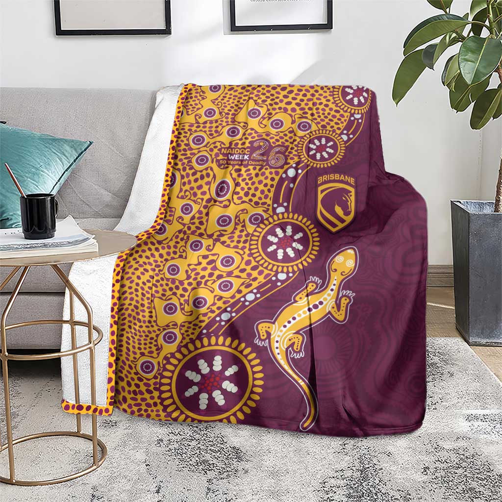 Brisbane Broncos NAIDOC Week 2026 Blanket Aboriginal Lizard Dot Painting - 50 Years of Deadly