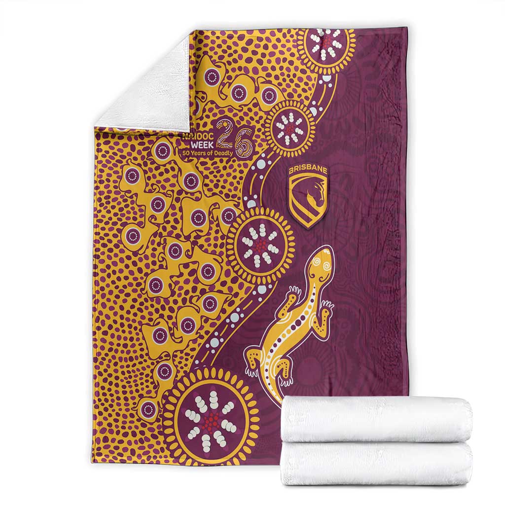 Brisbane Broncos NAIDOC Week 2026 Blanket Aboriginal Lizard Dot Painting - 50 Years of Deadly