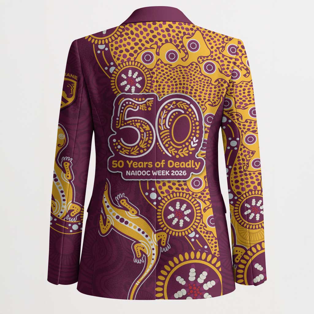 Brisbane Broncos NAIDOC Week 2026 Blazer Aboriginal Lizard Dot Painting - 50 Years of Deadly