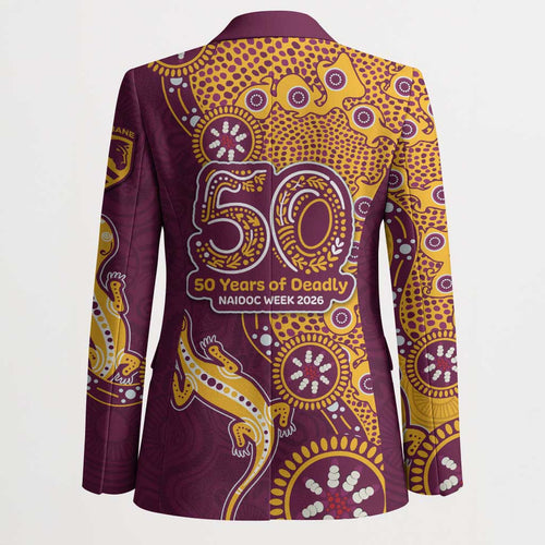 Brisbane Broncos NAIDOC Week 2026 Blazer Aboriginal Lizard Dot Painting - 50 Years of Deadly