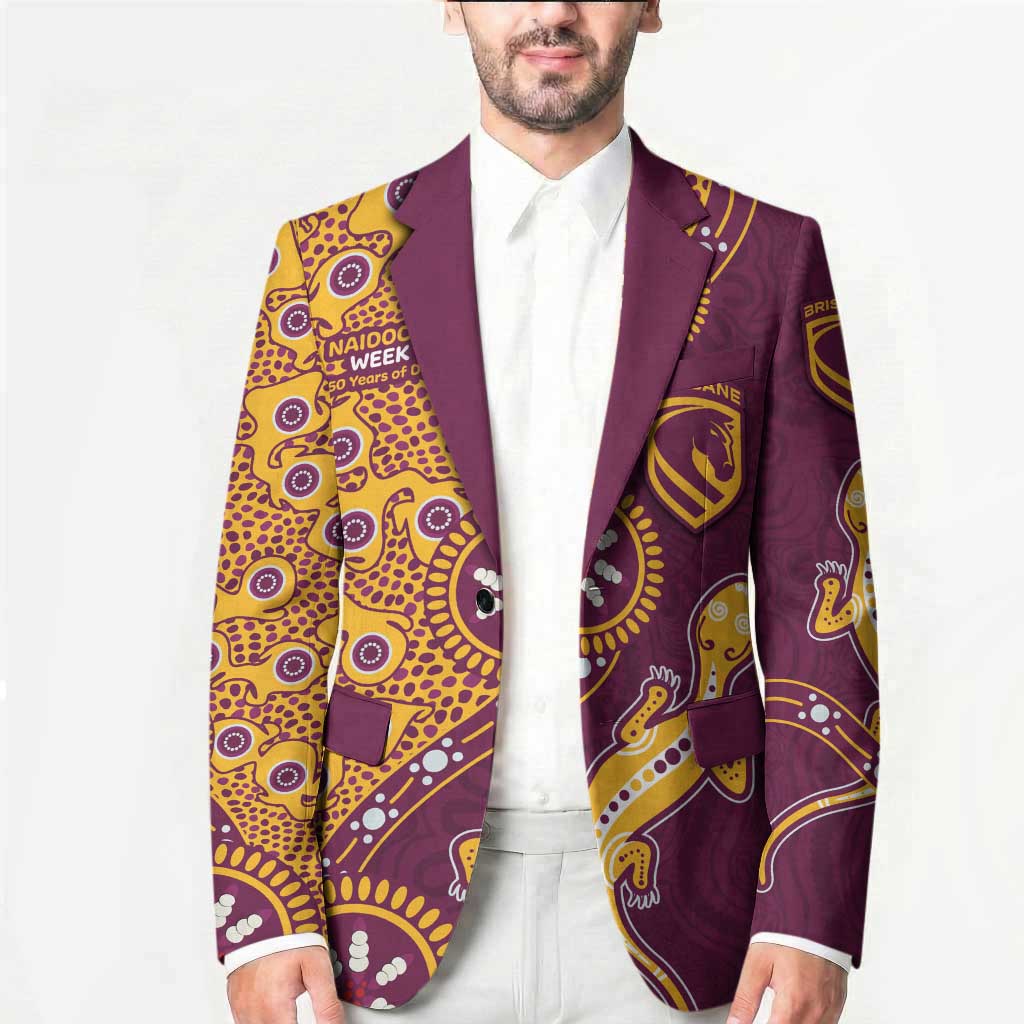 Brisbane Broncos NAIDOC Week 2026 Blazer Aboriginal Lizard Dot Painting - 50 Years of Deadly