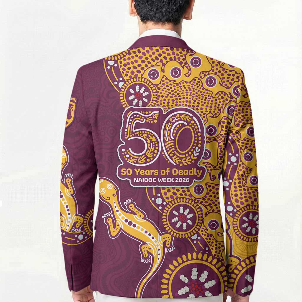 Brisbane Broncos NAIDOC Week 2026 Blazer Aboriginal Lizard Dot Painting - 50 Years of Deadly