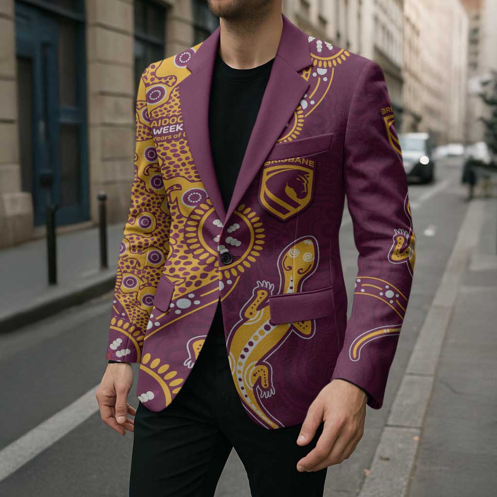 Brisbane Broncos NAIDOC Week 2026 Blazer Aboriginal Lizard Dot Painting - 50 Years of Deadly