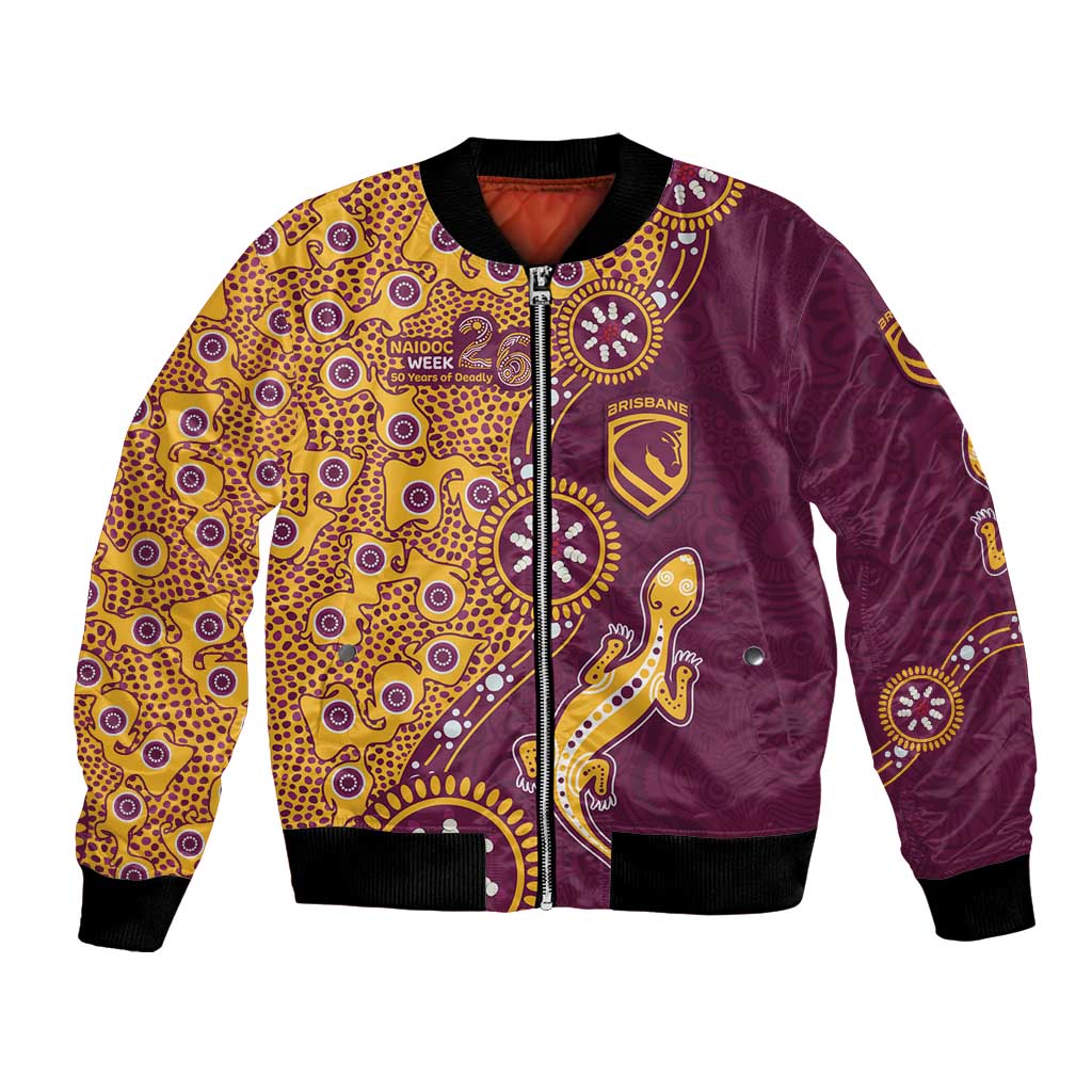 Brisbane Broncos NAIDOC Week 2026 Bomber Jacket Aboriginal Lizard Dot Painting - 50 Years of Deadly