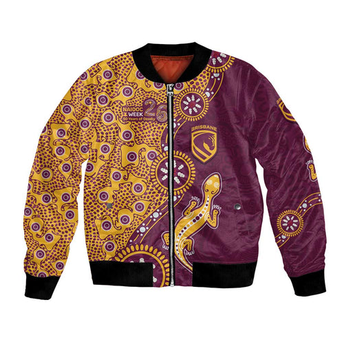 Brisbane Broncos NAIDOC Week 2026 Bomber Jacket Aboriginal Lizard Dot Painting - 50 Years of Deadly