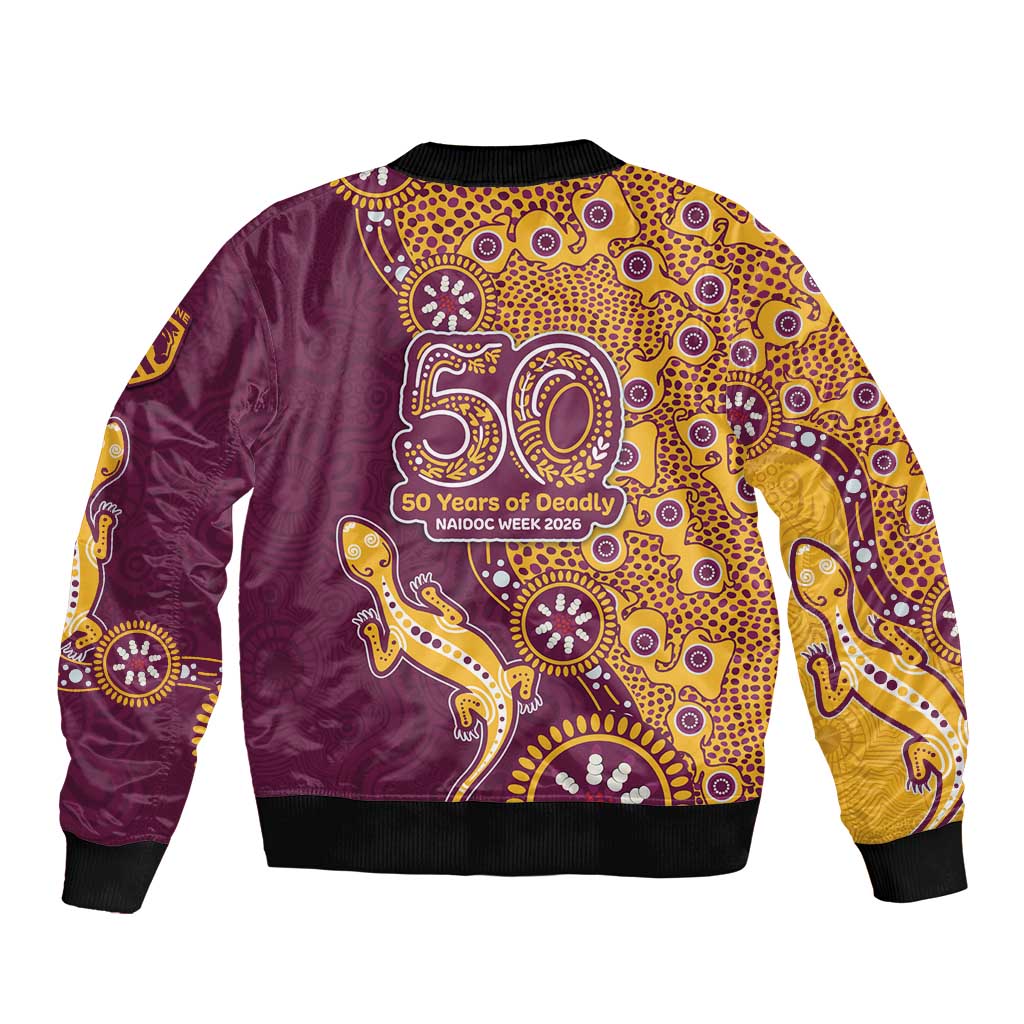 Brisbane Broncos NAIDOC Week 2026 Bomber Jacket Aboriginal Lizard Dot Painting - 50 Years of Deadly