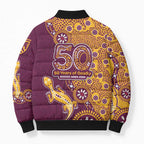 Brisbane Broncos NAIDOC Week 2026 Bomber Puffer Jacket Aboriginal Lizard Dot Painting - 50 Years of Deadly