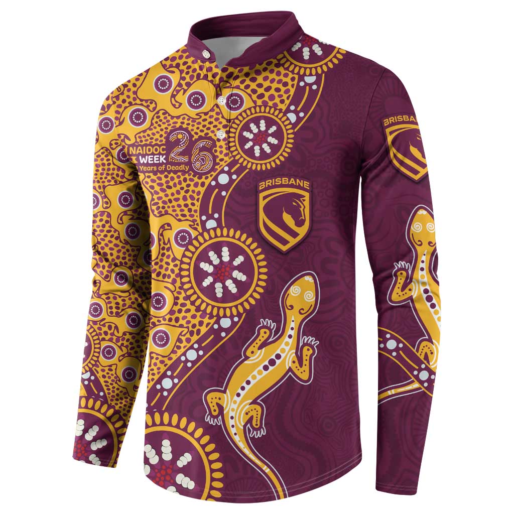 Brisbane Broncos NAIDOC Week 2026 Button Sweatshirt Aboriginal Lizard Dot Painting - 50 Years of Deadly