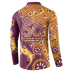 Brisbane Broncos NAIDOC Week 2026 Button Sweatshirt Aboriginal Lizard Dot Painting - 50 Years of Deadly