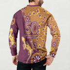 Brisbane Broncos NAIDOC Week 2026 Button Sweatshirt Aboriginal Lizard Dot Painting - 50 Years of Deadly