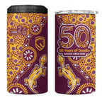 Brisbane Broncos NAIDOC Week 2026 4 in 1 Can Cooler Tumbler Aboriginal Lizard Dot Painting - 50 Years of Deadly