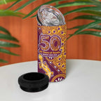 Brisbane Broncos NAIDOC Week 2026 4 in 1 Can Cooler Tumbler Aboriginal Lizard Dot Painting - 50 Years of Deadly