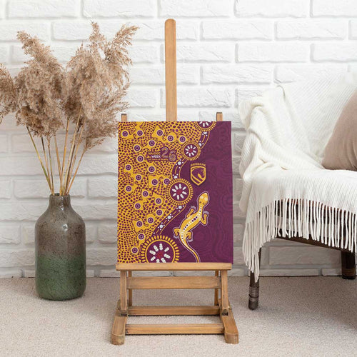Brisbane Broncos NAIDOC Week 2026 Canvas Wall Art Aboriginal Lizard Dot Painting - 50 Years of Deadly
