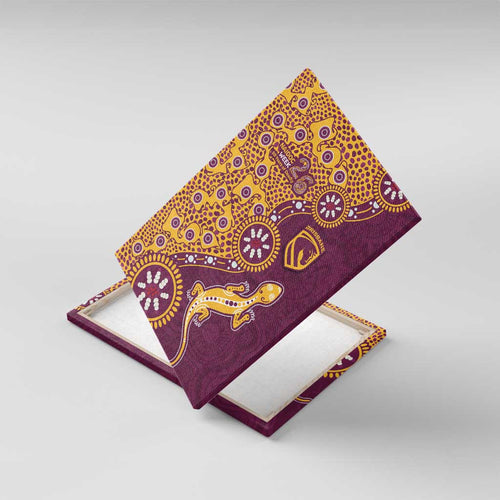 Brisbane Broncos NAIDOC Week 2026 Canvas Wall Art Aboriginal Lizard Dot Painting - 50 Years of Deadly