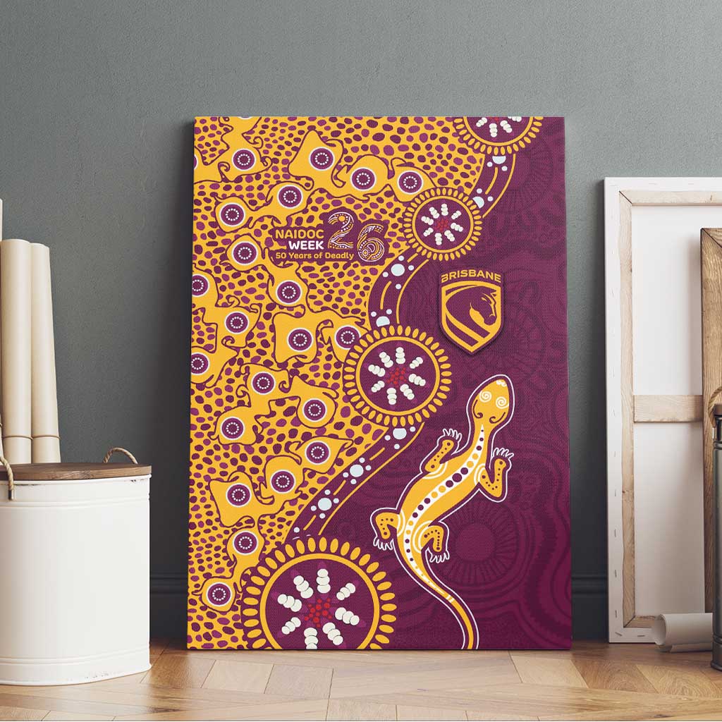 Brisbane Broncos NAIDOC Week 2026 Canvas Wall Art Aboriginal Lizard Dot Painting - 50 Years of Deadly