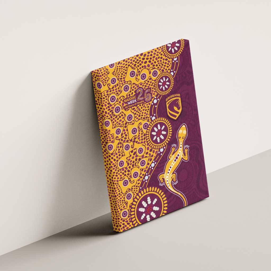 Brisbane Broncos NAIDOC Week 2026 Canvas Wall Art Aboriginal Lizard Dot Painting - 50 Years of Deadly