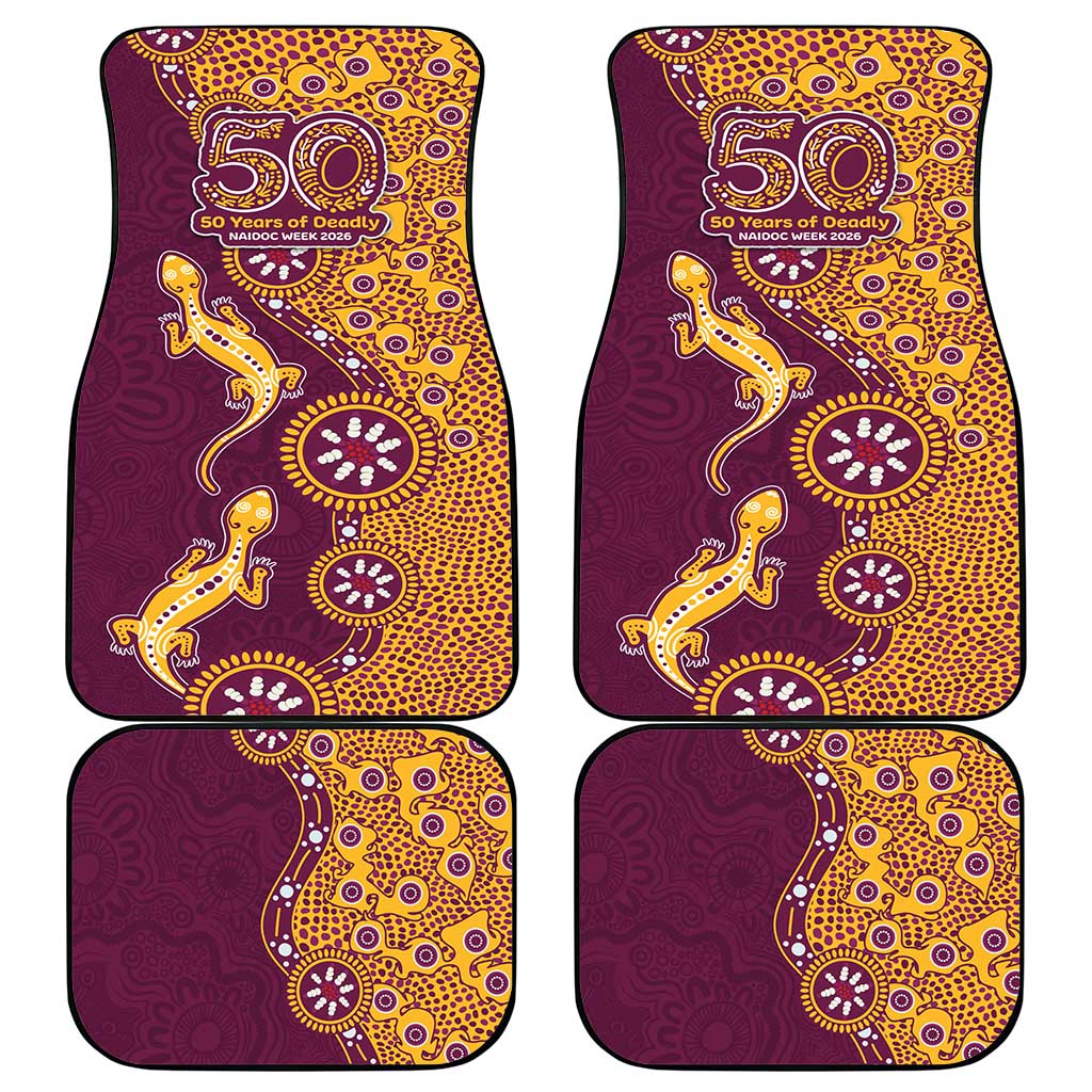 Brisbane Broncos NAIDOC Week 2026 Car Mats Aboriginal Lizard Dot Painting - 50 Years of Deadly