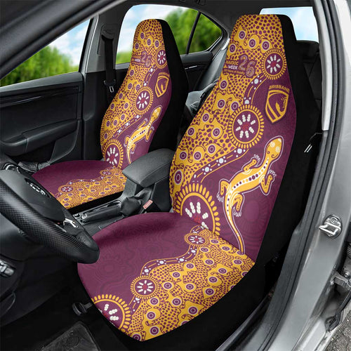 Brisbane Broncos NAIDOC Week 2026 Car Seat Cover Aboriginal Lizard Dot Painting - 50 Years of Deadly
