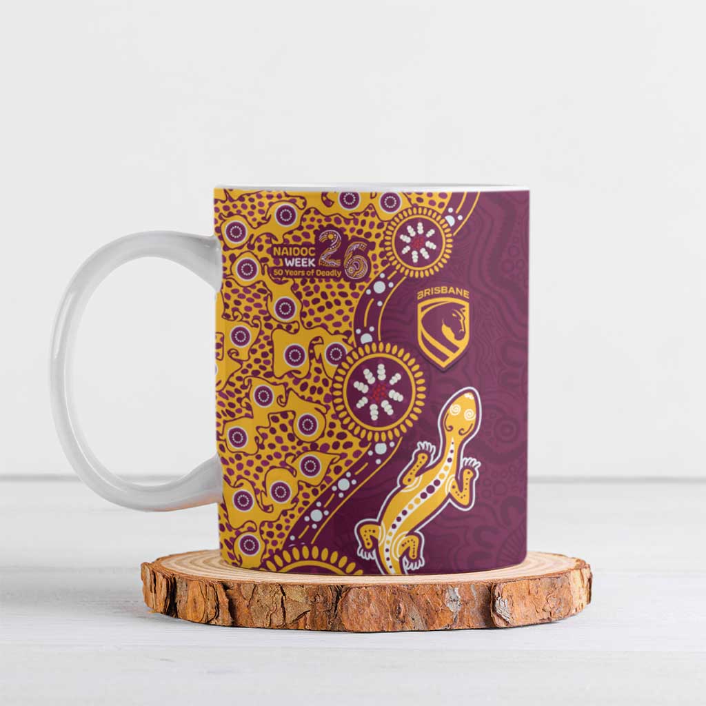 Brisbane Broncos NAIDOC Week 2026 Ceramic Mug Aboriginal Lizard Dot Painting - 50 Years of Deadly