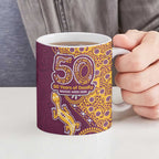 Brisbane Broncos NAIDOC Week 2026 Ceramic Mug Aboriginal Lizard Dot Painting - 50 Years of Deadly