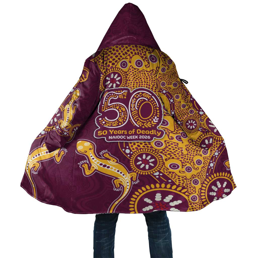 Brisbane Broncos NAIDOC Week 2026 Cloak Aboriginal Lizard Dot Painting - 50 Years of Deadly