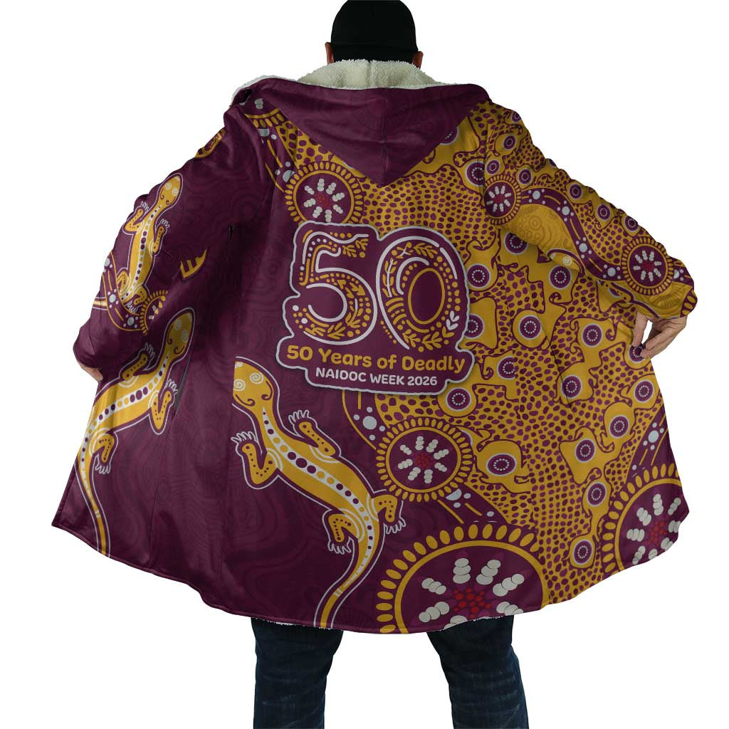 Brisbane Broncos NAIDOC Week 2026 Cloak Aboriginal Lizard Dot Painting - 50 Years of Deadly