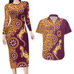 Brisbane Broncos NAIDOC Week 2026 Couples Matching Long Sleeve Bodycon Dress and Hawaiian Shirt Aboriginal Lizard Dot Painting - 50 Years of Deadly