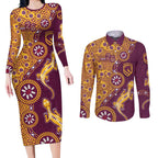 Brisbane Broncos NAIDOC Week 2026 Couples Matching Long Sleeve Bodycon Dress and Long Sleeve Button Shirt Aboriginal Lizard Dot Painting - 50 Years of Deadly