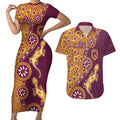 Brisbane Broncos NAIDOC Week 2026 Couples Matching Short Sleeve Bodycon Dress and Hawaiian Shirt Aboriginal Lizard Dot Painting - 50 Years of Deadly
