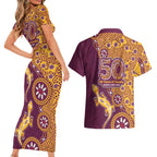 Brisbane Broncos NAIDOC Week 2026 Couples Matching Short Sleeve Bodycon Dress and Hawaiian Shirt Aboriginal Lizard Dot Painting - 50 Years of Deadly