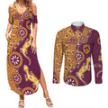 Brisbane Broncos NAIDOC Week 2026 Couples Matching Summer Maxi Dress and Long Sleeve Button Shirt Aboriginal Lizard Dot Painting - 50 Years of Deadly